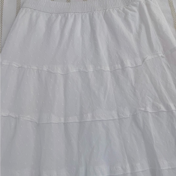 Studio West White Swiss Dot Tiered Midi Skirt Size Small Elastic Waist - Picture 3 of 6